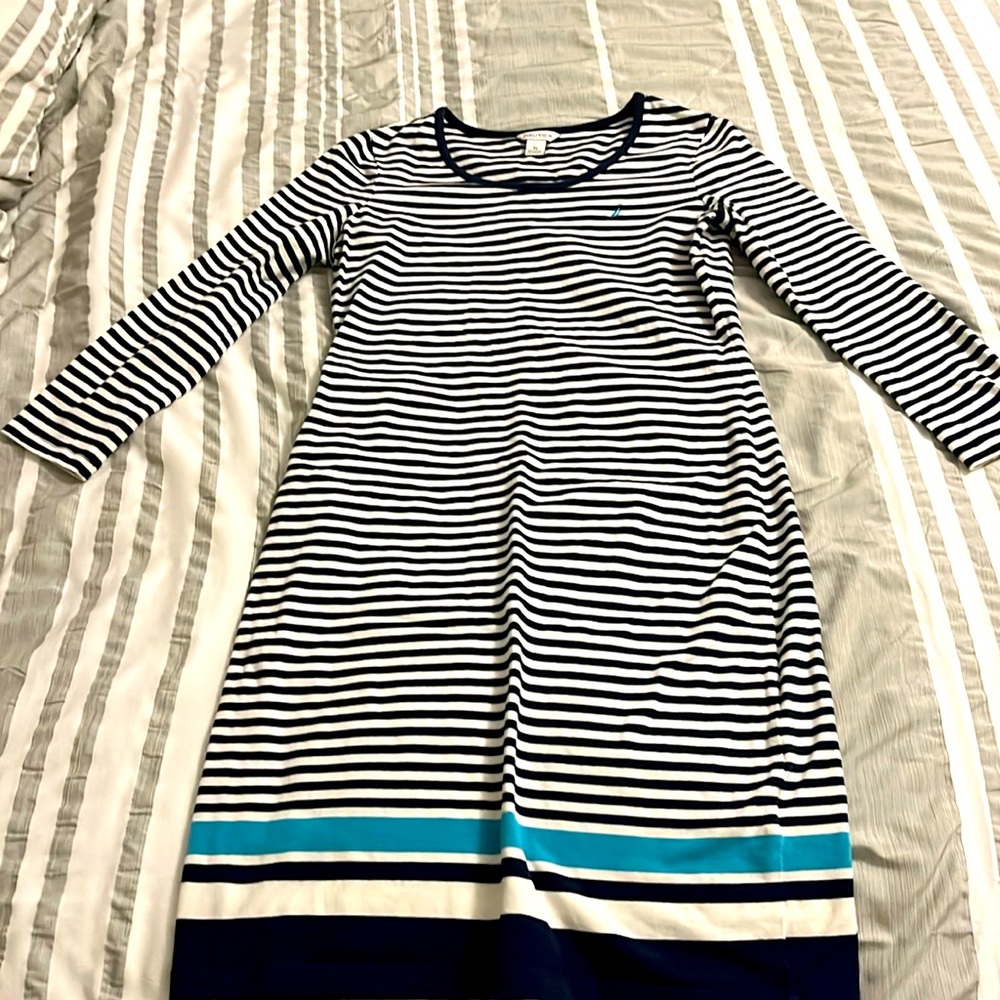 3/4 sleeve nautical fitted dress
